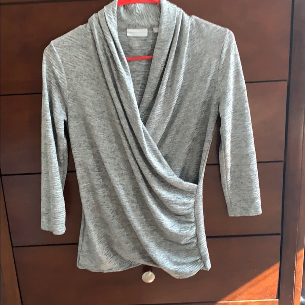 New York and company 3/4 sleeve wrap shirt
